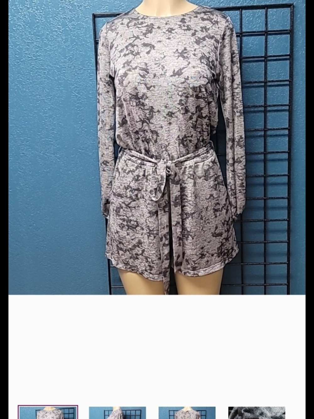 Veronica M. Heathered Charcoal Knit Romper with Logo Tag